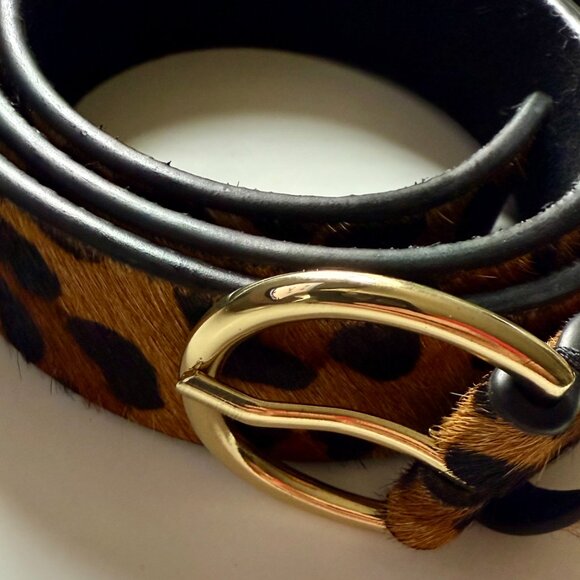 Zara Cheetah Belt with Gold Buckle Size L - Picture 3 of 6